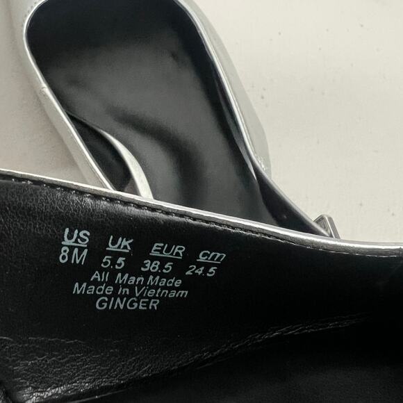 Naturalizer Silver Square Toe Sling Back Ginger Pumps Size 8 - Picture 9 of 10